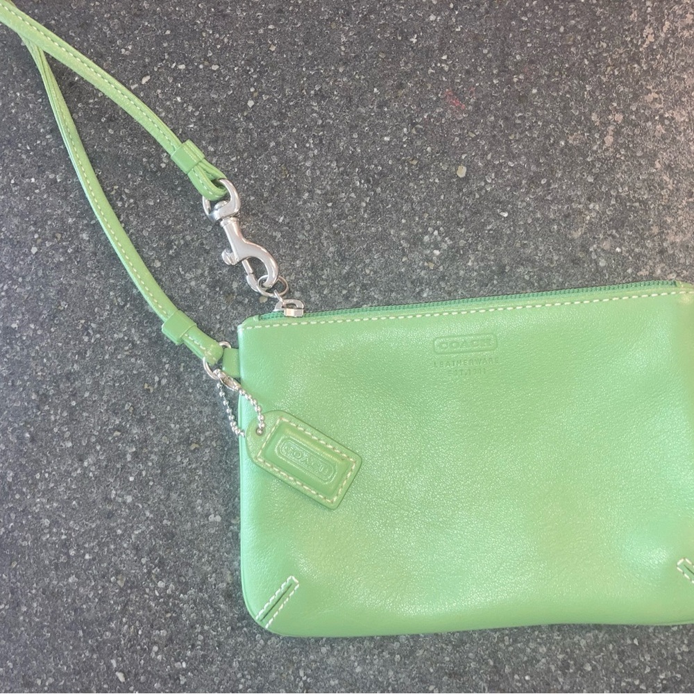Vintage Lime Green Coach Wristlet